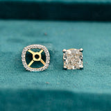 front view of cushion halo diamond earrings​
