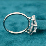 SIde view of 3 Ct Emerald Cut Three Stone Lab Diamond Ring