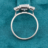 Full band view of 3 Ct Emerald Cut Three Stone Lab Diamond Ring