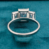 Back view of 3 Ct Emerald Cut Three Stone Lab Diamond Ring