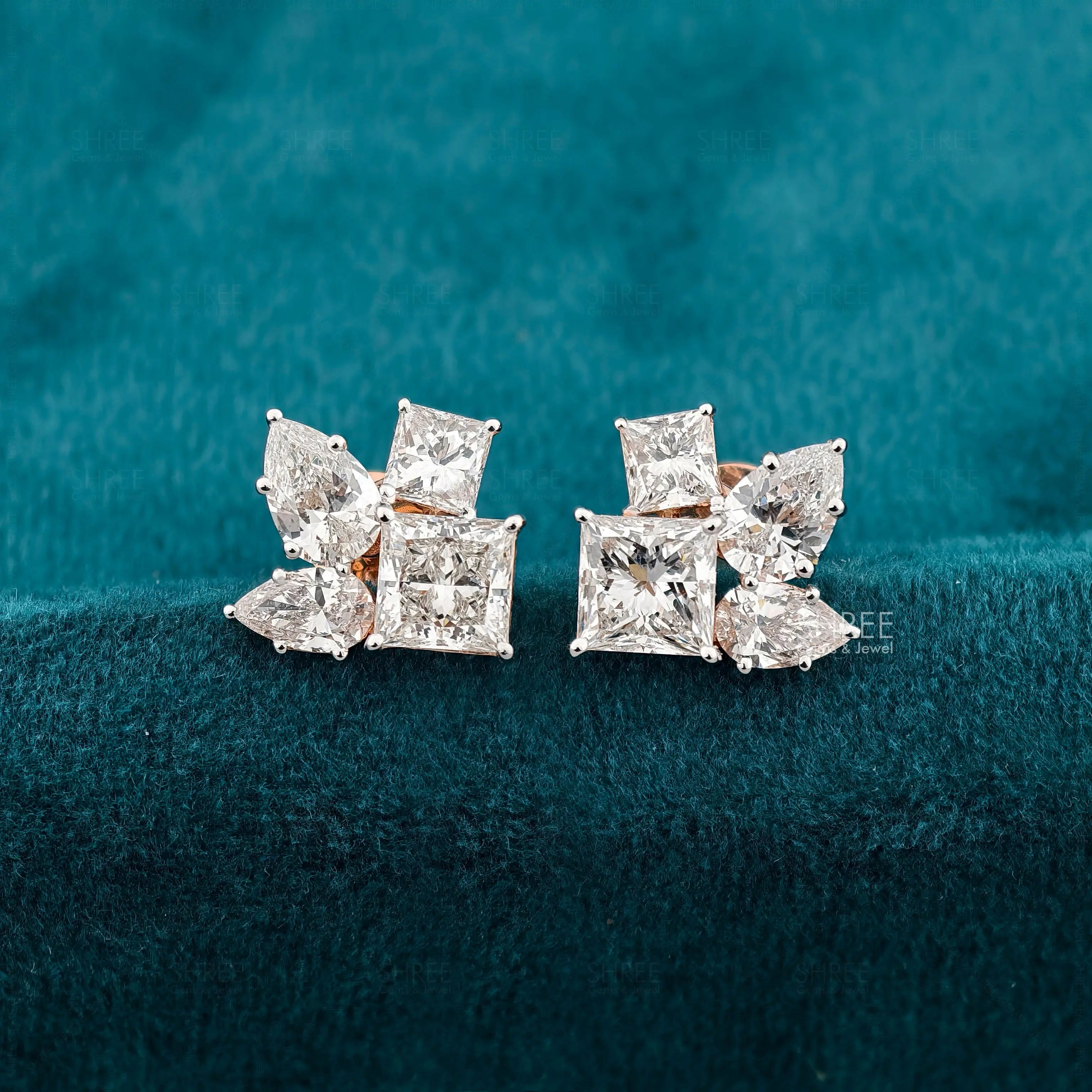 front view of lab grown diamond earrings
