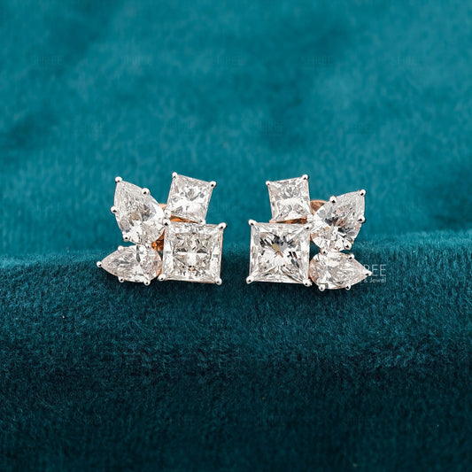front view of lab grown diamond earrings