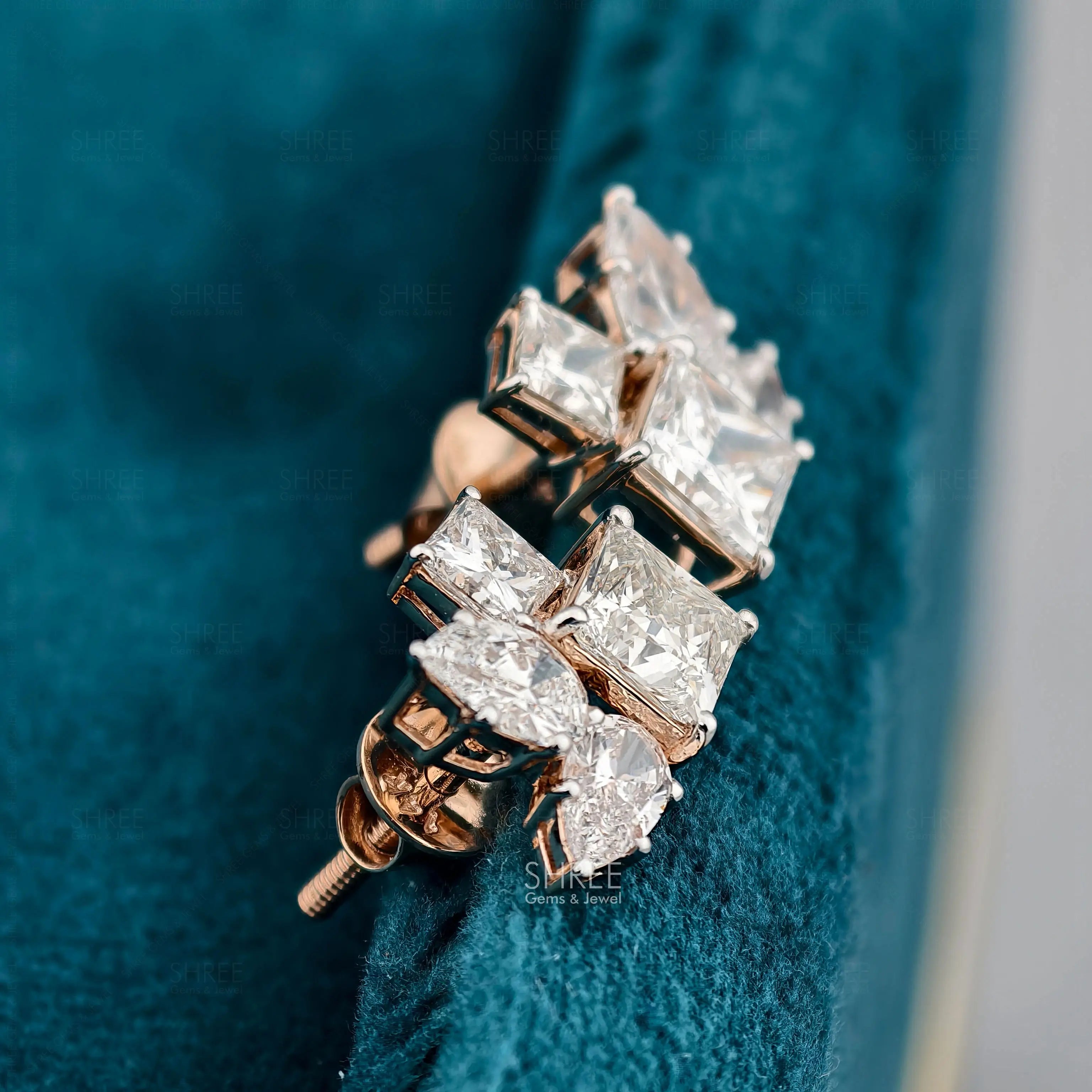 zoom side view of lab grown diamond stud earrings​