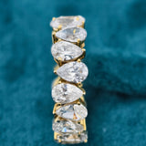 Close Up View Of 3 Ct Pear Cut Women's Lab Grown Diamond Wedding Band​