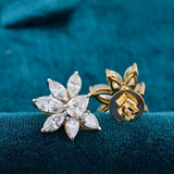 Side & Back View Of 3 Ct Pear & Marquise Shape Lab Diamond Stud Earrings