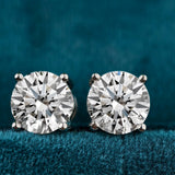 Front View of 3 Carat Round Brilliant Cut Lab Grown Diamond Stud Earrings