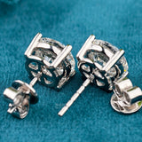 Side and Back Angle View of 3 Carat Round Lab Grown Diamond Stud Earrings