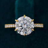 Round Cut Lab Diamond Gold Engagement Ring