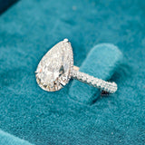 Side View of 4 Carat Pear Shaped Lab Grown Diamond Ring​