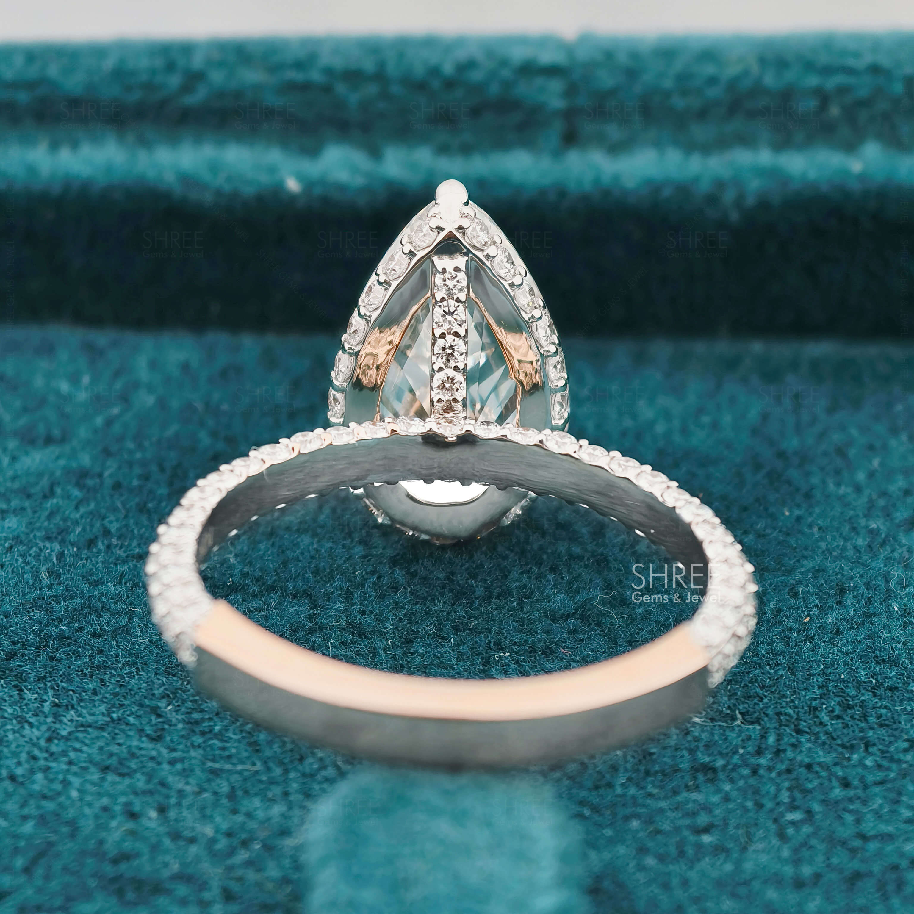 Back Side View of 4 Carat Pear Shaped Lab Grown Diamond Ring​