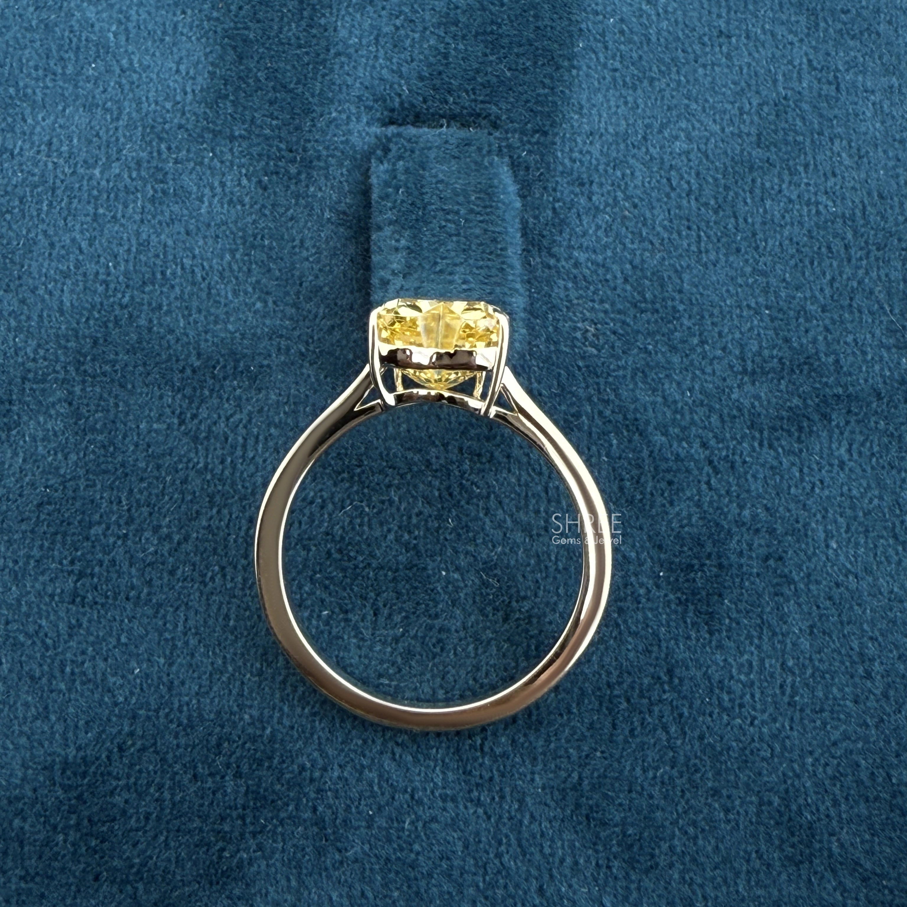 top view of heart shaped lab created diamond ring​