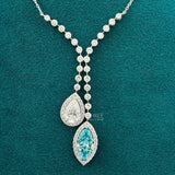 front view of 4 Ct Teardrop Multi Colored Diamond Necklace​