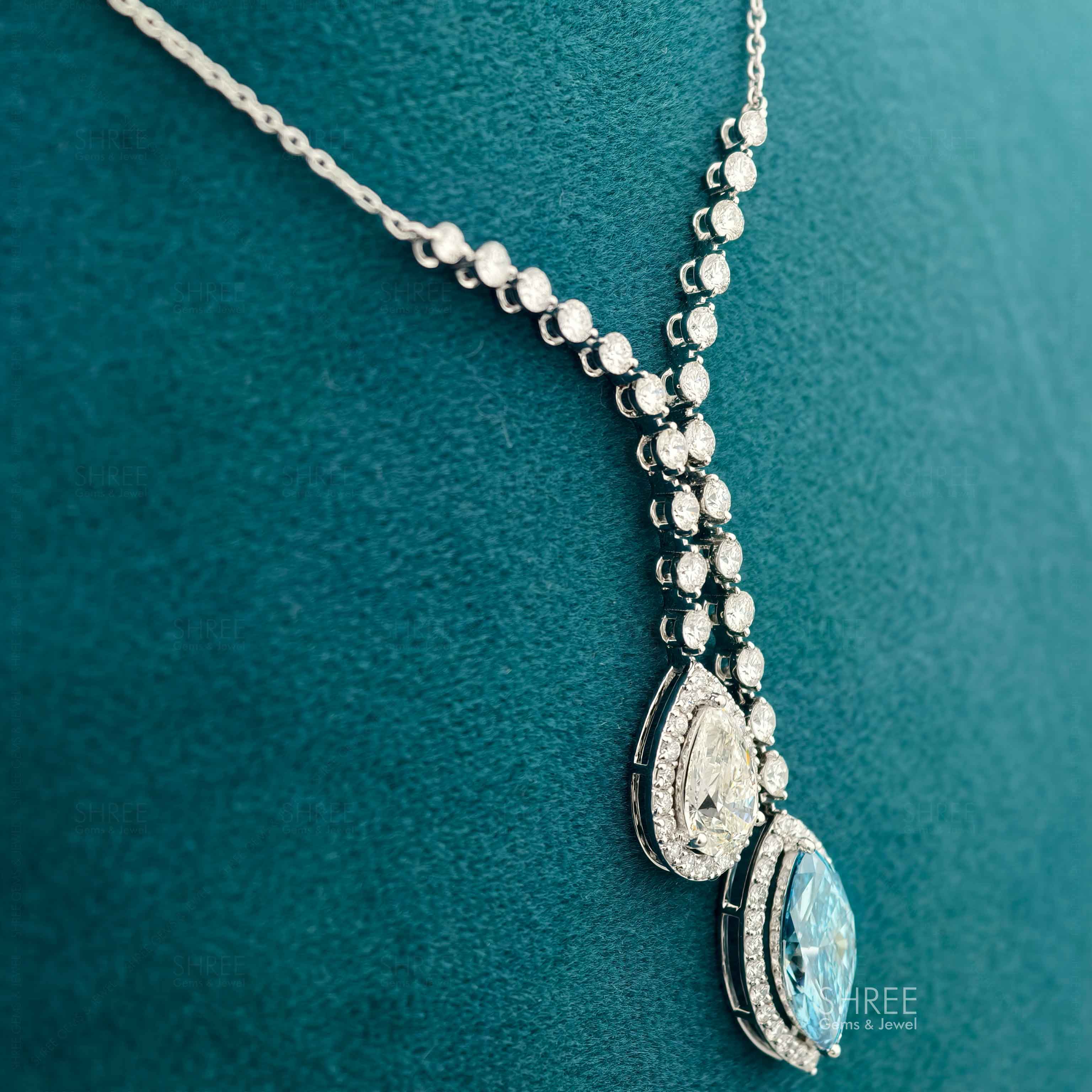 side view of colorful diamond necklace​