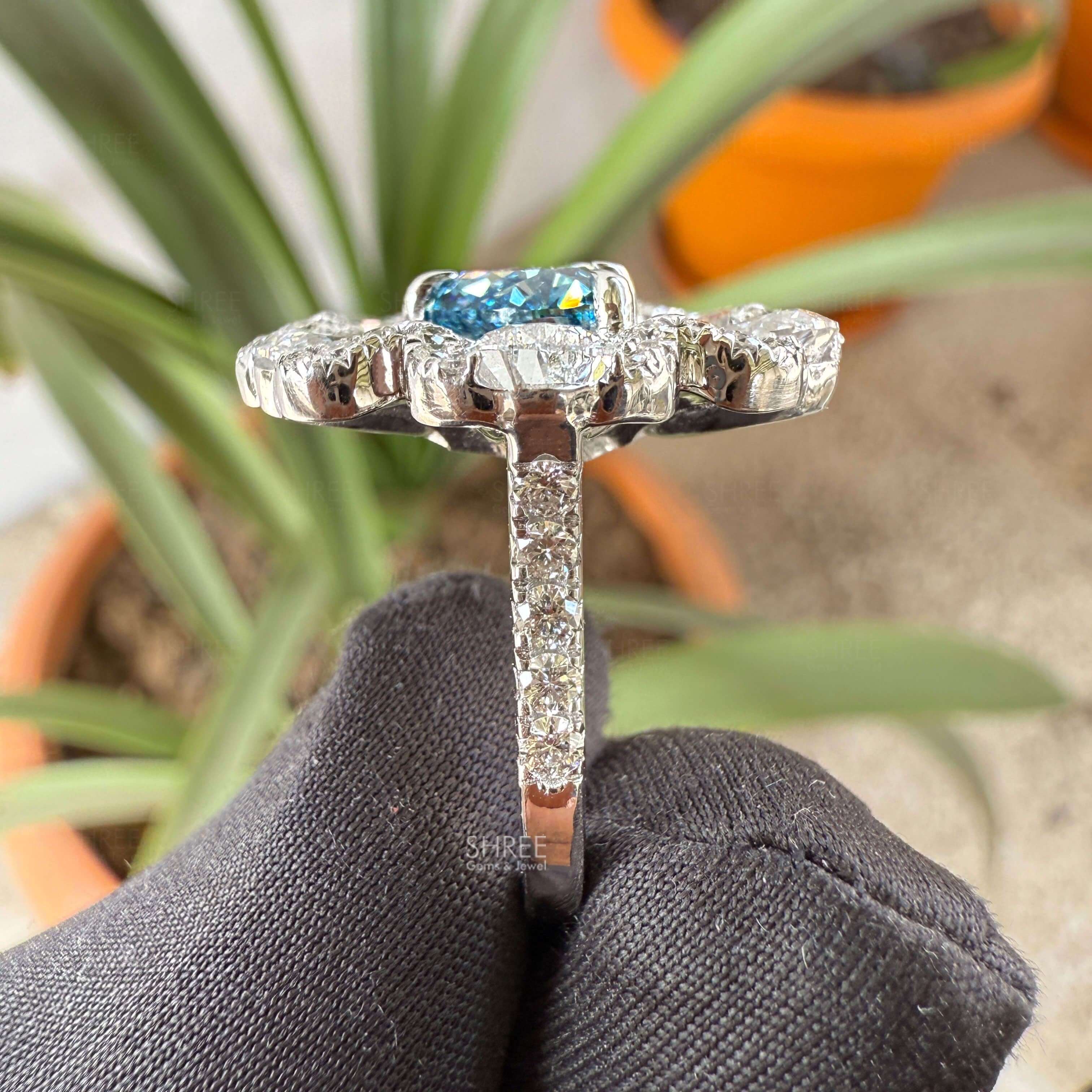 side view of diamond cocktail rings for women