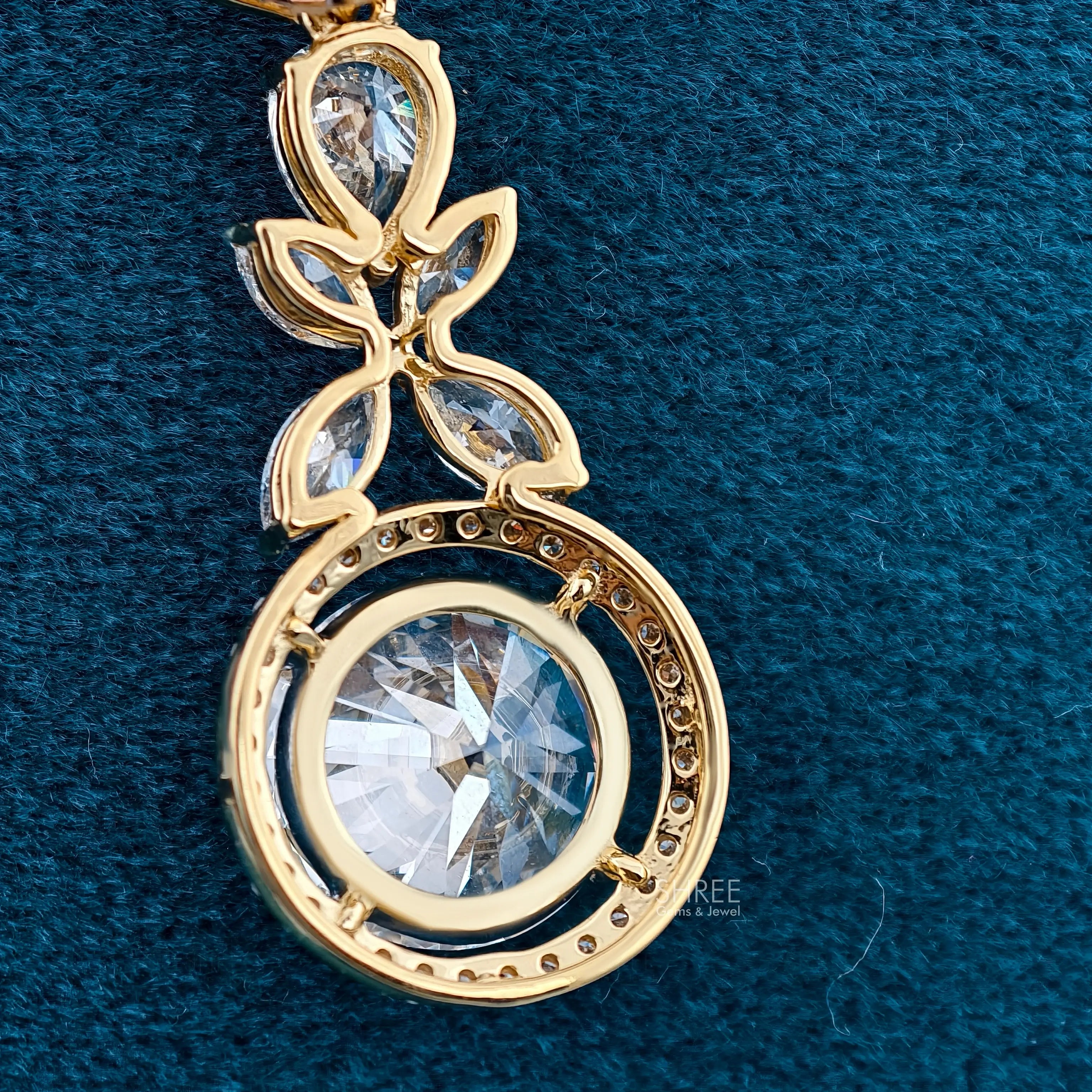 Back View Of 5 Carat Halo Multi Diamond Pendant for Women