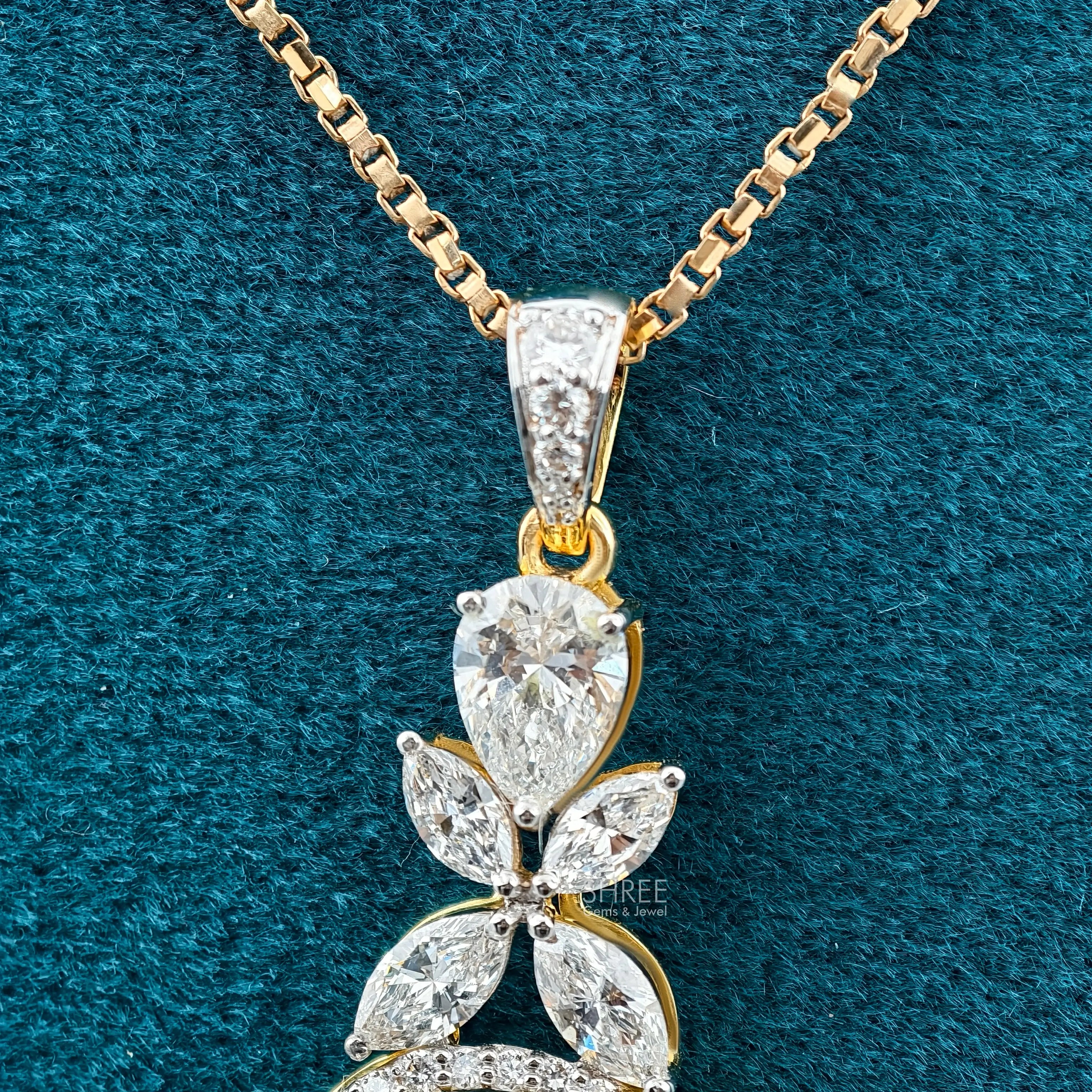 Close up View of 5 Carat Halo Multi Diamond Pendant for Women