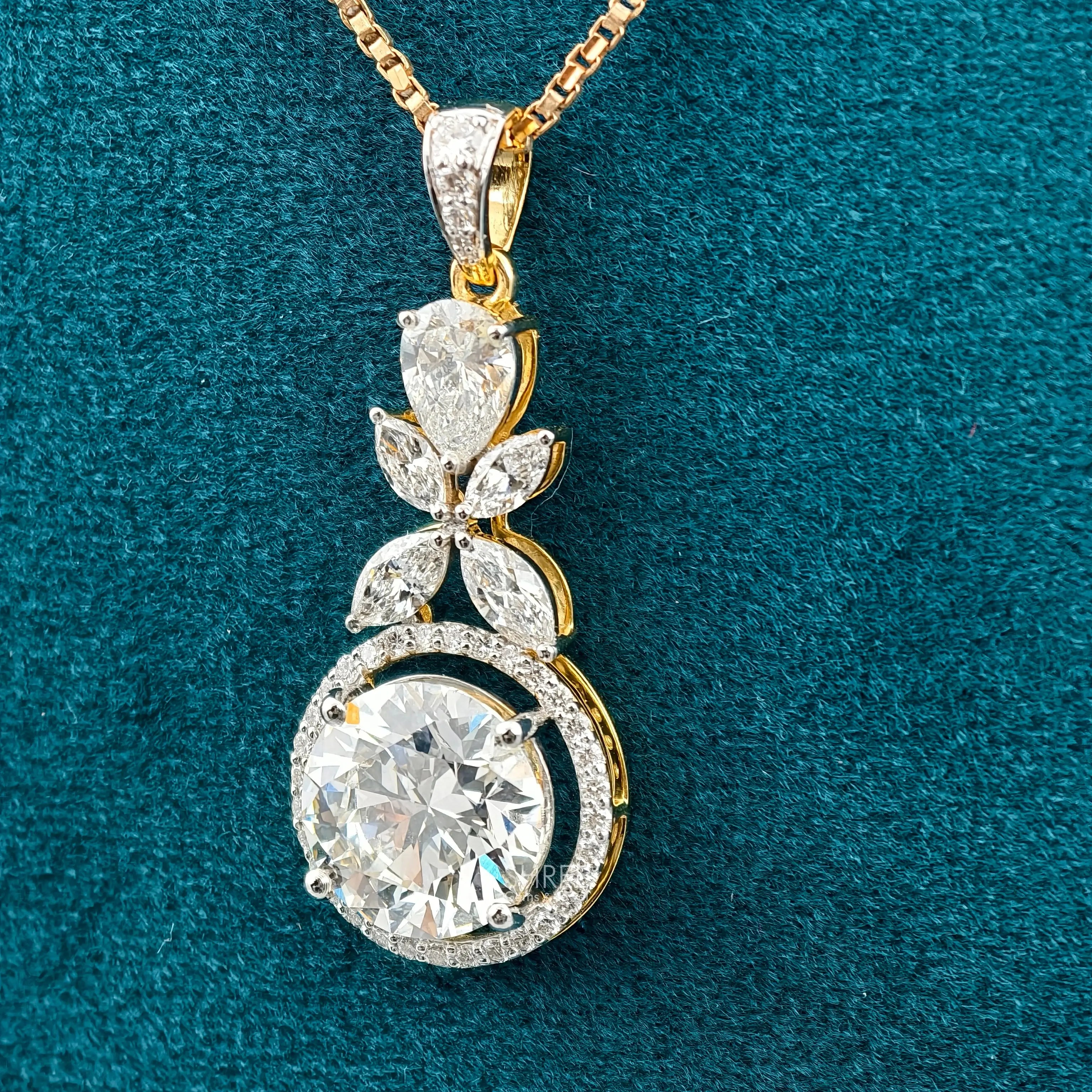 Side View Of 5 Carat Halo Multi Lab Diamond Pendant for Women