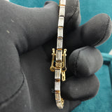 Clasp Close-Up Detail View of Lab Grown Diamond Tennis Bracelet with Baguette Diamonds