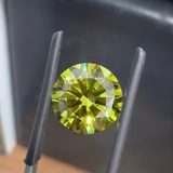front view of green color round lab grown diamond​