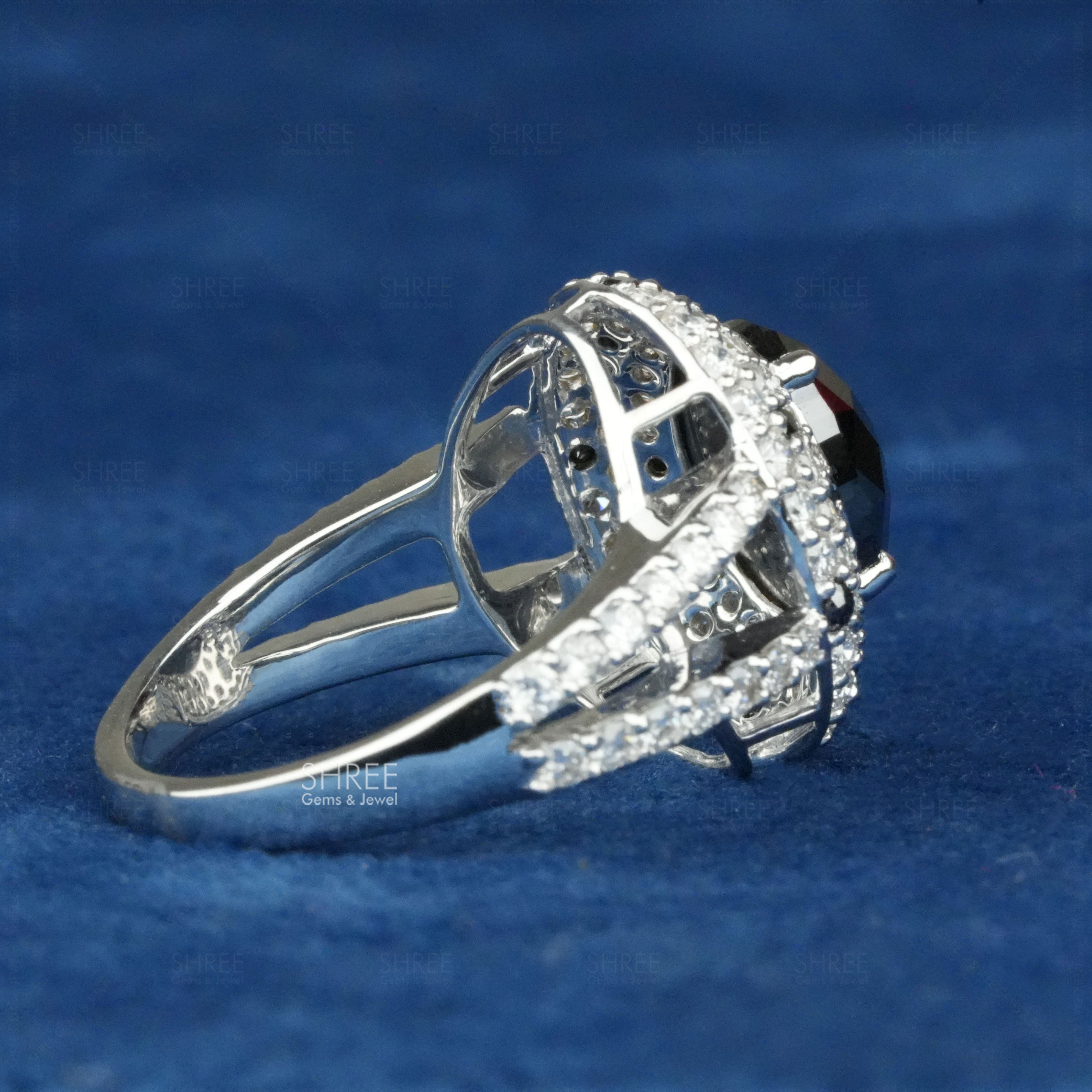 side view of salt and pepper diamond engagement rings​