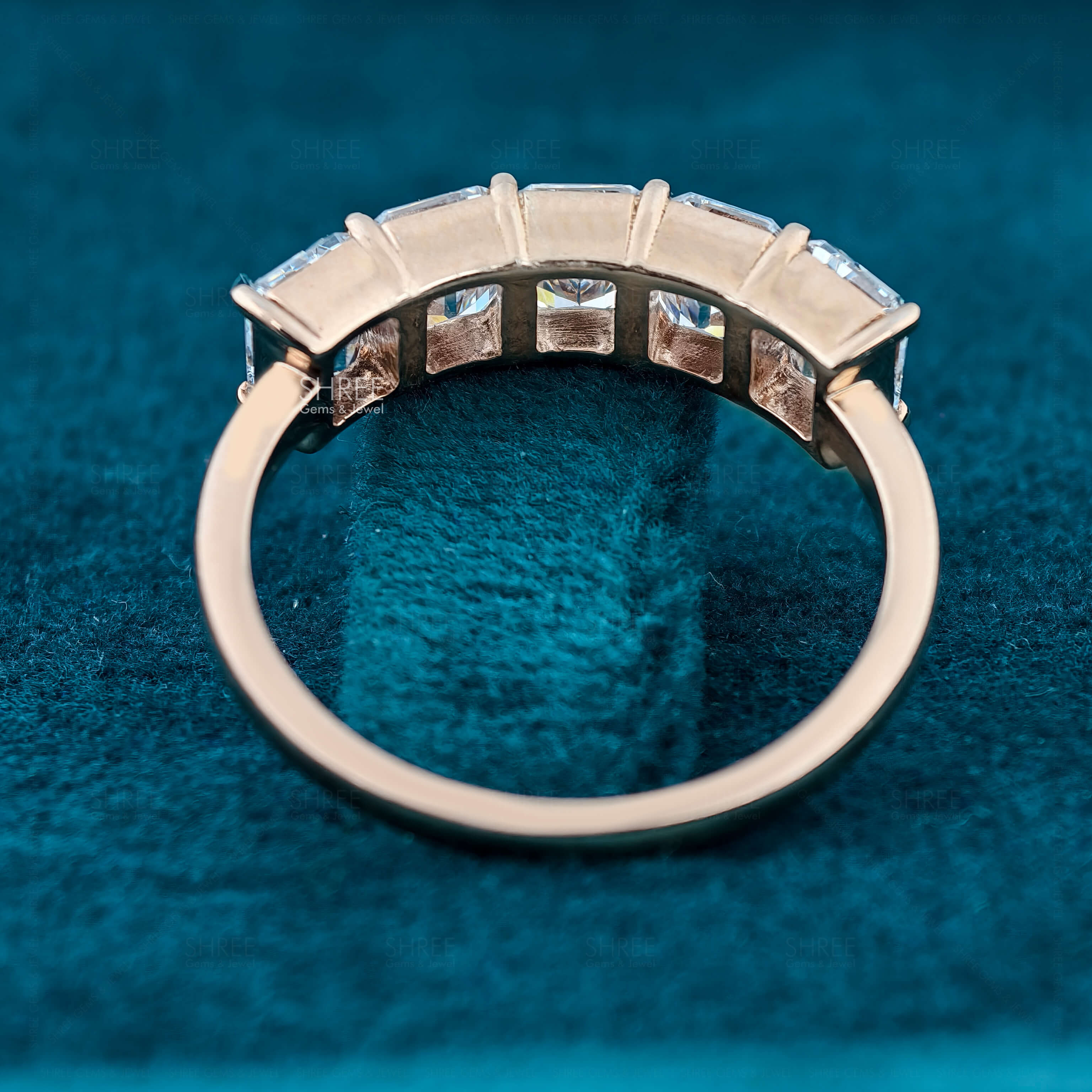 Back view of 5 Stone Emerald Cut Diamond Eternity Band​