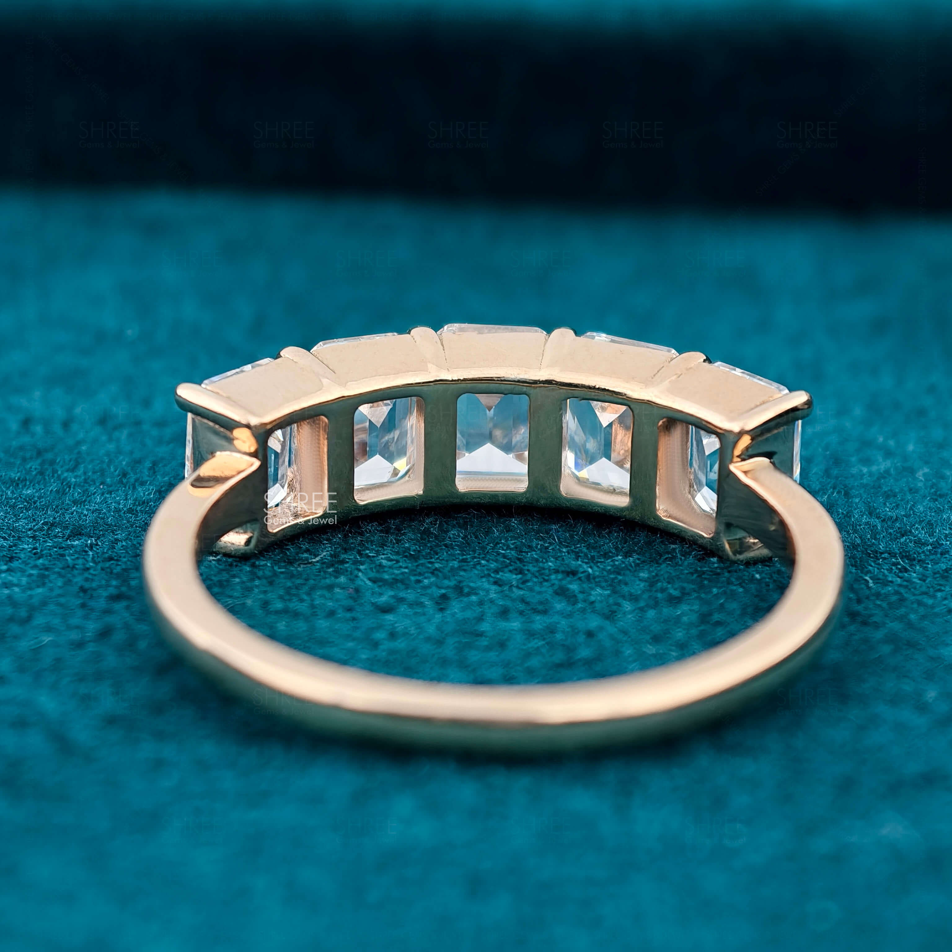 Back view of 5 Stone Emerald Cut Diamond Eternity Band​