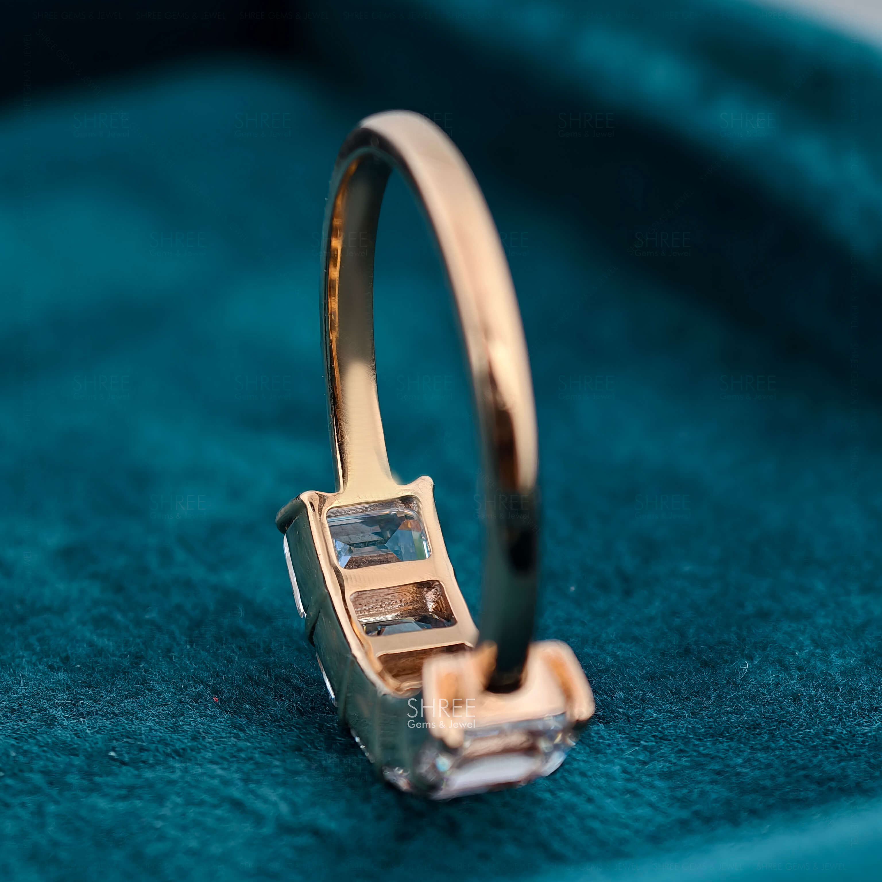 Back view of 5 Stone Emerald Cut Diamond Eternity Band​