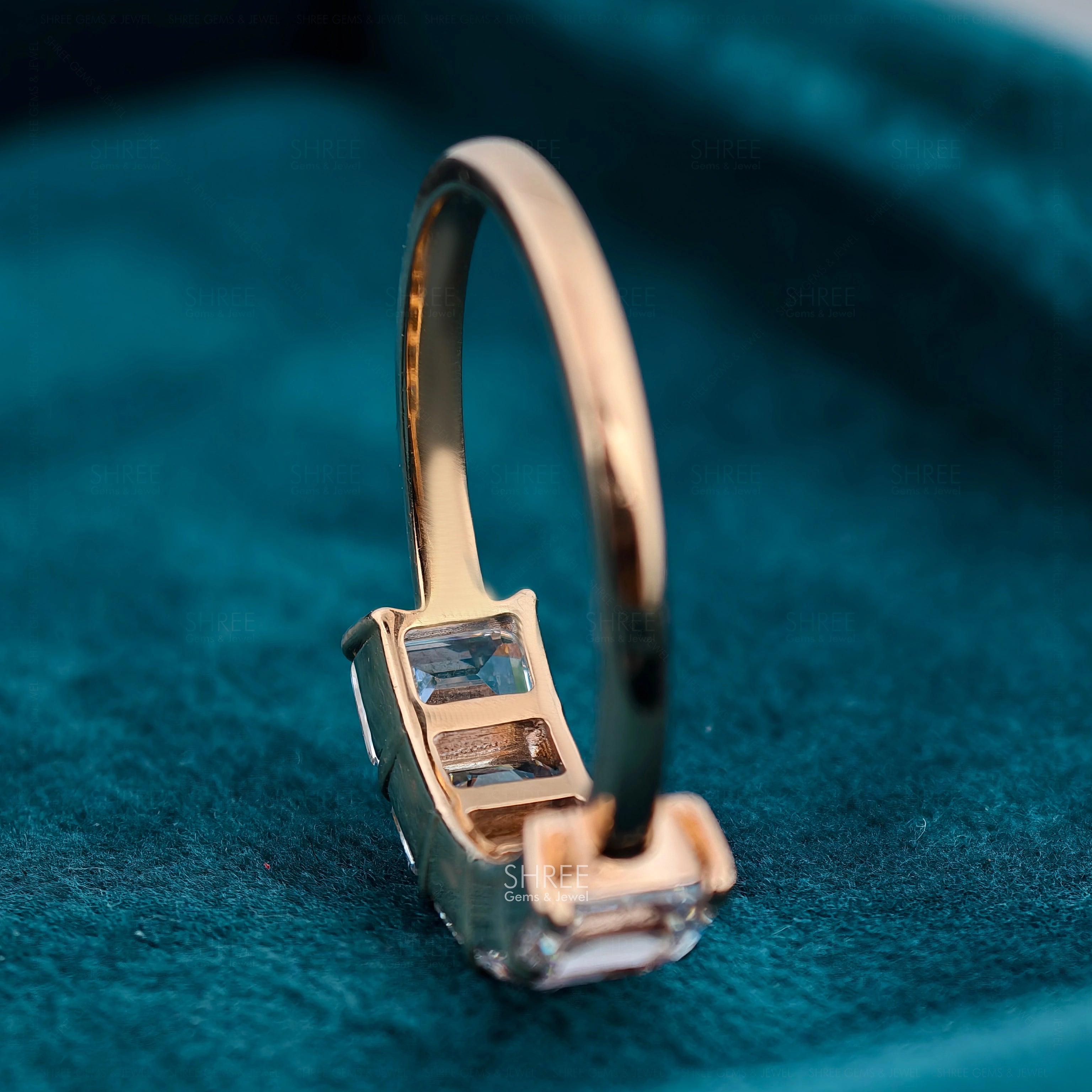 Side profile of 5 Stone Emerald Cut Diamond Eternity Band​