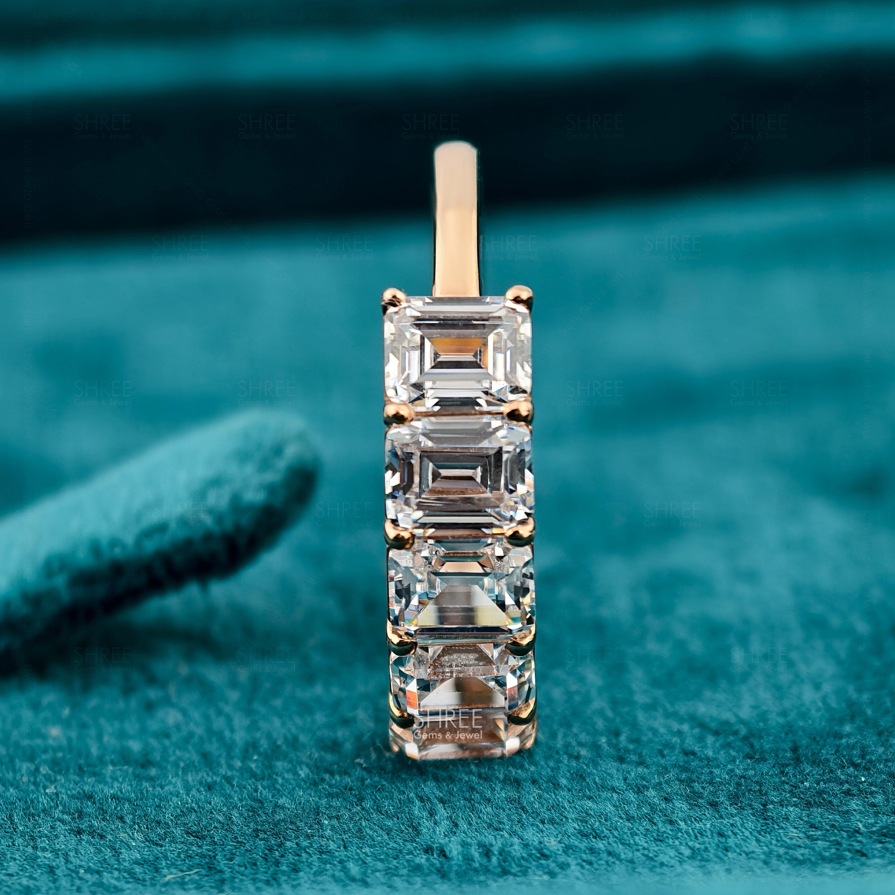 Top view of 5 Stone Emerald Cut Diamond Eternity Band​