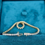 full view of round cut 5 ct lab grown tennis bracelet​
