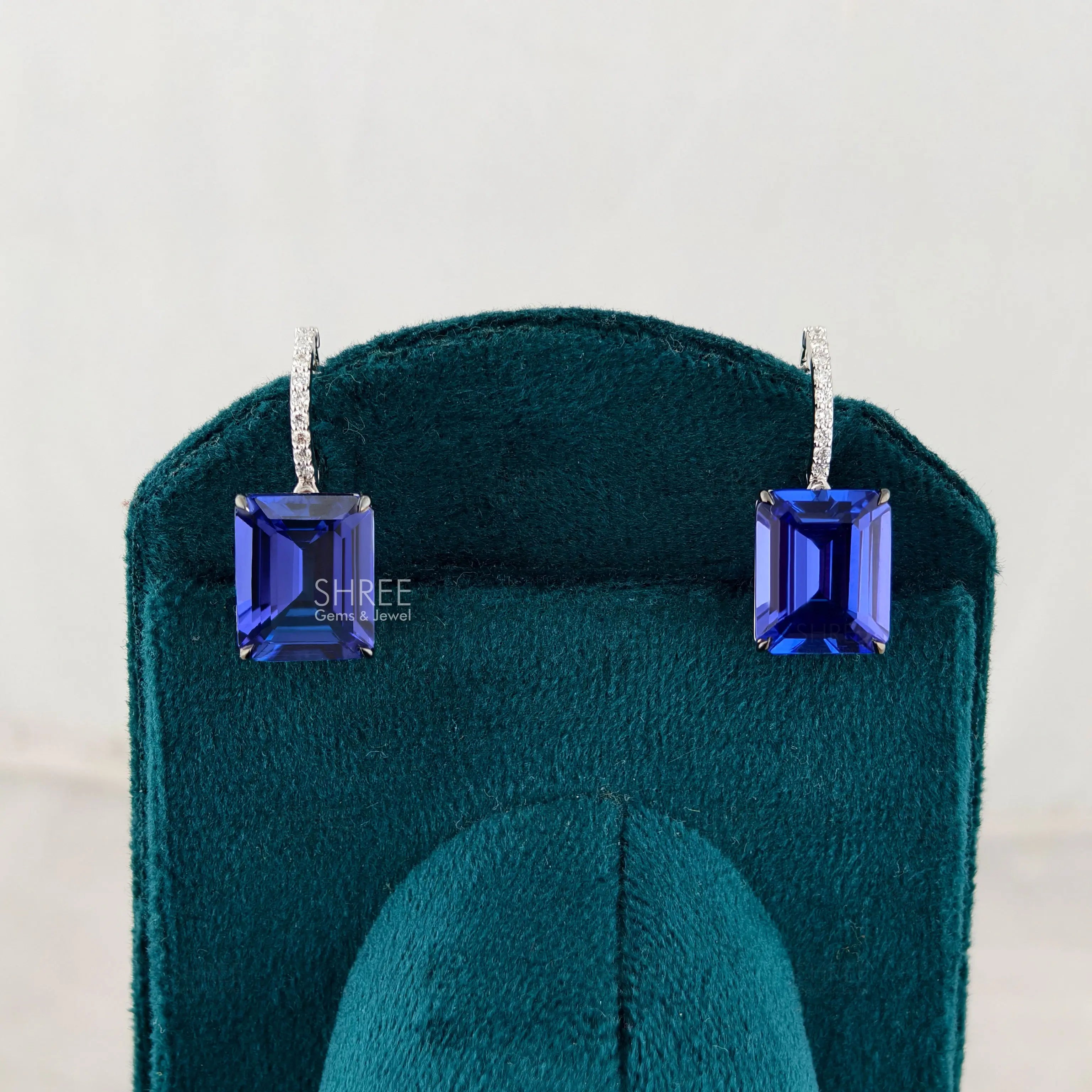 front view of gemstone earrings​

