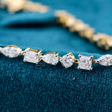 Close up View of Mixed Shape Diamond Tennis Bracelet