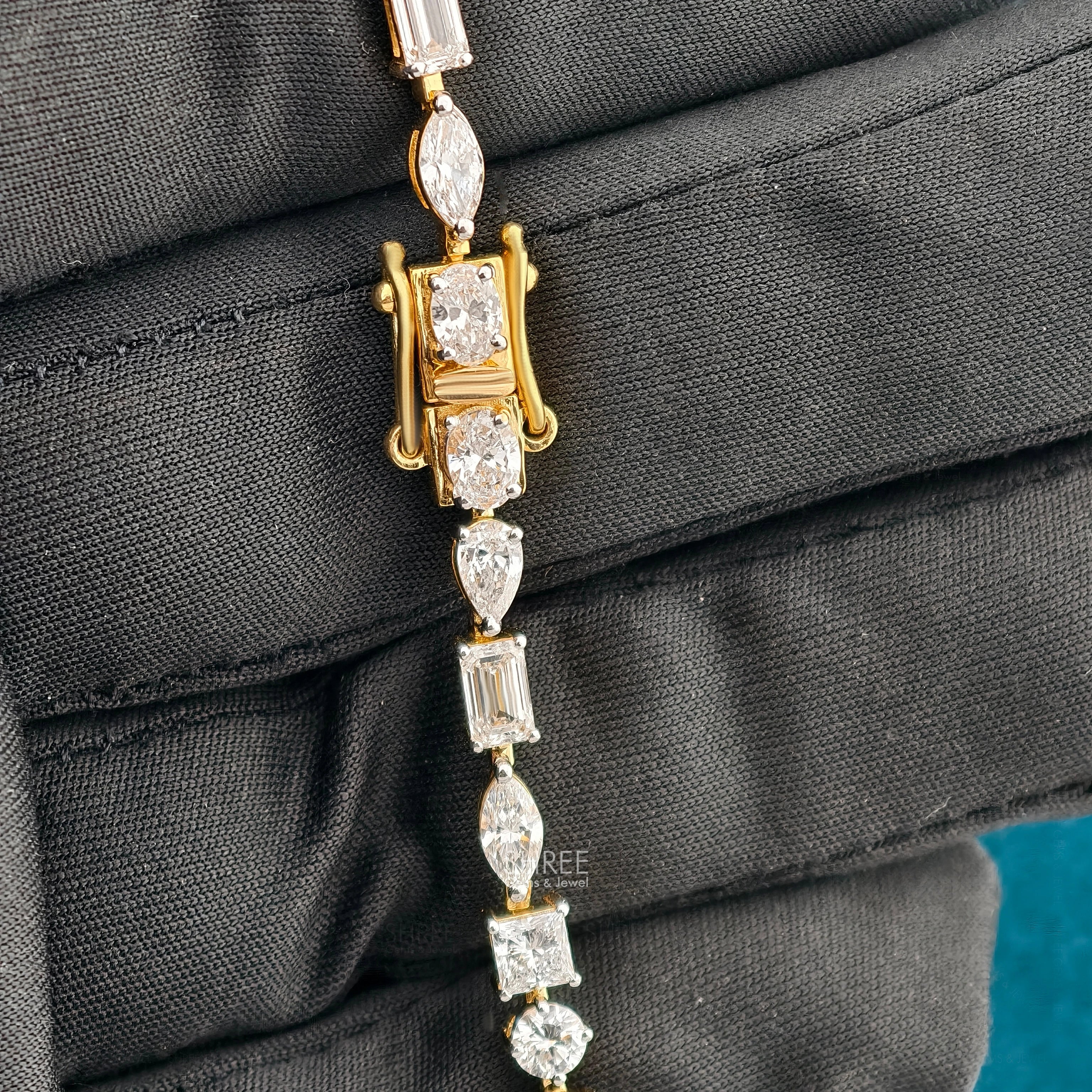 Clasp & Link Detail View of Multi Shape Lab Created Diamond Bracelet