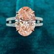 Front view of 7 Carat Oval Pink Diamond Halo Engagement Ring