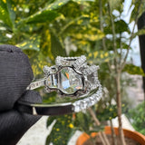 gallery view of 7 Carat Radiant Three Stone Halo Engagement Ring