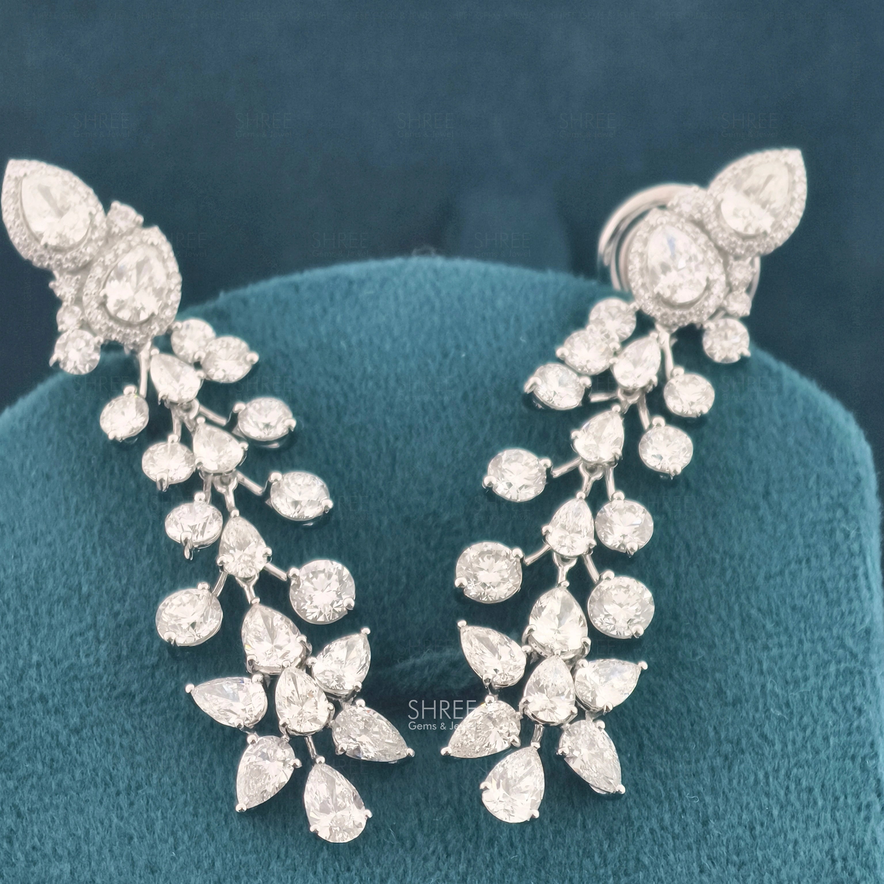 Front View of Pear Shape Lab Grown Diamond Drop Earrings​


