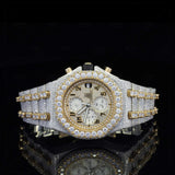 Front View of AP Chrono Dial Two Tone Moissanite Watch, 41 MM  Yellow Gold