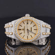 Front view of Women’s Yellow Gold Tone Bustdown Moissanite Watch – Iced Out AP Style Luxury Watch
