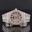 Front view of Ap Bust Down Moissanite Watch 41 MM Rose Gold Plated