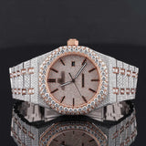 Front view of Ap Bust Down Moissanite Watch 41 MM Rose Gold Plated
