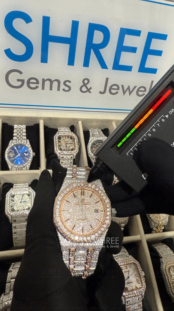 Ap Bust Down Moissanite Watch | 41 MM | Rose Gold Plated