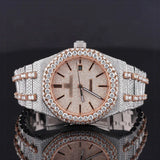 Front view of Ap Bust Down Moissanite Watch  41 MM  Rose Gold Plated
