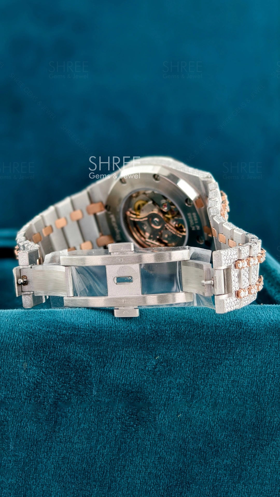Ap Bust Down Moissanite Watch | 41 MM | Rose Gold Plated