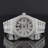 Front view of Ap Bust Down Moissanite Watch 41 MM White Gold Plated