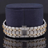 Back side view of Ap Bust Down Moissanite Watch  41 MM  Yellow Gold Plated