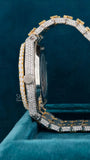Side view of Ap Bust Down Moissanite Watch  41 MM  Yellow Gold Plated