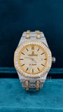 Front view of Ap Bust Down Moissanite Watch  41 MM  Yellow Gold Plated