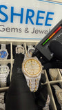 Fully passed Moissanite tester view of Ap Bust Down Moissanite Watch  41 MM  Yellow Gold Plated