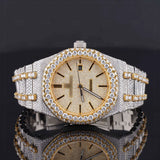 Front view of Ap Bust Down Moissanite Watch  41 MM  Yellow Gold Plated