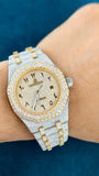 Hand View of Automatic Moissanite Watch 41mm – Arabic Numerals Yellow Gold